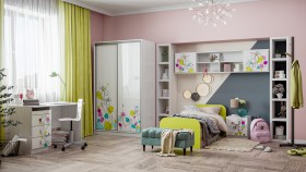 Детская комната Флер (Белый/корпус Выбеленное дерево) в Междуреченске - mezhdurechensk.katalogmebeli.com | фото