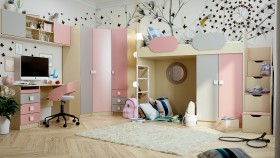 Детская комната Грэйси (Розовый/Серый/корпус Клен) в Междуреченске - mezhdurechensk.katalogmebeli.com | фото