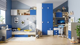 Детская комната Скай (Синий/Белый/корпус Клен) в Междуреченске - mezhdurechensk.katalogmebeli.com | фото