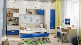 Детская комната Скай Люкс (Синий/Белый/корпус Клен) в Междуреченске - mezhdurechensk.katalogmebeli.com | фото