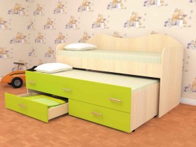 Кровать детская Нимфа двухместная 2.0 Дуб молочный/Лайм в Междуреченске - mezhdurechensk.katalogmebeli.com | фото
