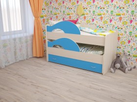 Кровать детская Радуга 1600 Млечный дуб/Голубой в Междуреченске - mezhdurechensk.katalogmebeli.com | фото
