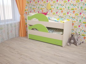 Кровать детская Радуга 1600 Млечный дуб/Салатовый в Междуреченске - mezhdurechensk.katalogmebeli.com | фото