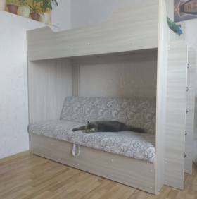 Кровать двухъярусная с диваном (Беленый дуб) в Междуреченске - mezhdurechensk.katalogmebeli.com | фото