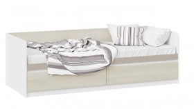 Кровать «Сканди» с 2 ящиками Дуб Гарден/Белый/Глиняный серый в Междуреченске - mezhdurechensk.katalogmebeli.com | фото