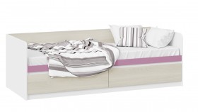 Кровать «Сканди» с 2 ящиками Дуб Гарден/Белый/Лиловый в Междуреченске - mezhdurechensk.katalogmebeli.com | фото