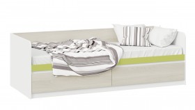 Кровать «Сканди» с 2 ящиками Дуб Гарден/Белый/Зеленый в Междуреченске - mezhdurechensk.katalogmebeli.com | фото