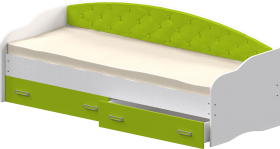 Кровать Софа-8 с мягкой спинкой (900х1900) Белый/Лайм в Междуреченске - mezhdurechensk.katalogmebeli.com | фото