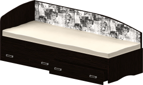 Кровать Софа-9 с мягкой спинкой с рисунком Милана (900х1900) Венге в Междуреченске - mezhdurechensk.katalogmebeli.com | фото
