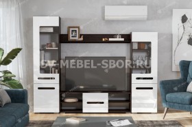Мебель для гостиной МГС 6 (Исполнение 1/Венге/Белый глянец) в Междуреченске - mezhdurechensk.katalogmebeli.com | фото 1