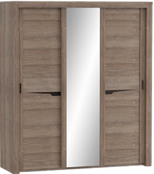 Шкаф трехдверный Соренто с раздвижными дверями Дуб стирлинг/Кофе структурный матовый в Междуреченске - mezhdurechensk.katalogmebeli.com | фото 1